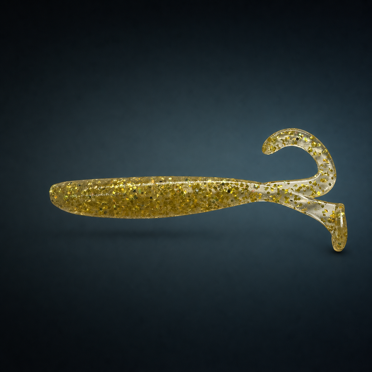 Golden Ticket gold-glitter soft plastic fishing lure