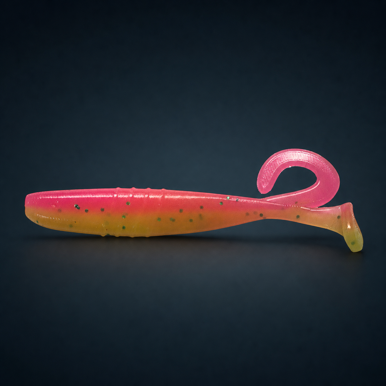 Pink Lemonade pink-and-yellow soft plastic fishing lure