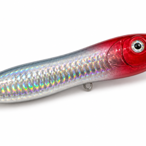 Surface Riot Redline topwater lure with red head and holographic silver body